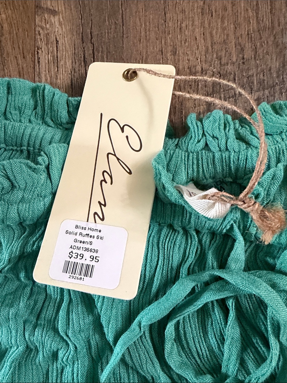 Elan Teal Crinkled Tiered Skater Skirt - Picture 2 of 3